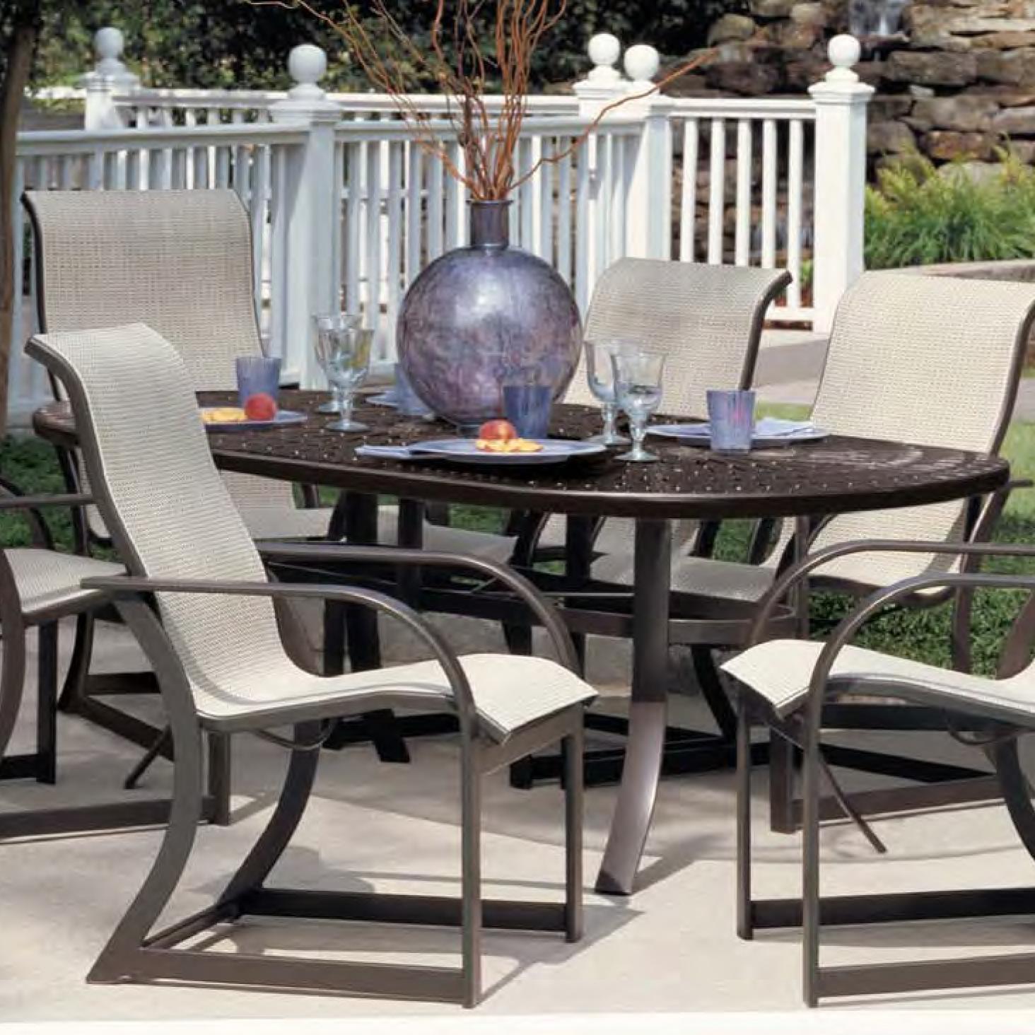 Winston Cast Aluminum Tables 84" Aluminum Oval Dining Table Malouf